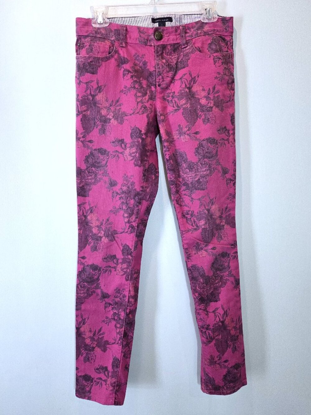 Tommy Hilfiger Raspberry Floral Slim Straight Leg Jeans Size 4